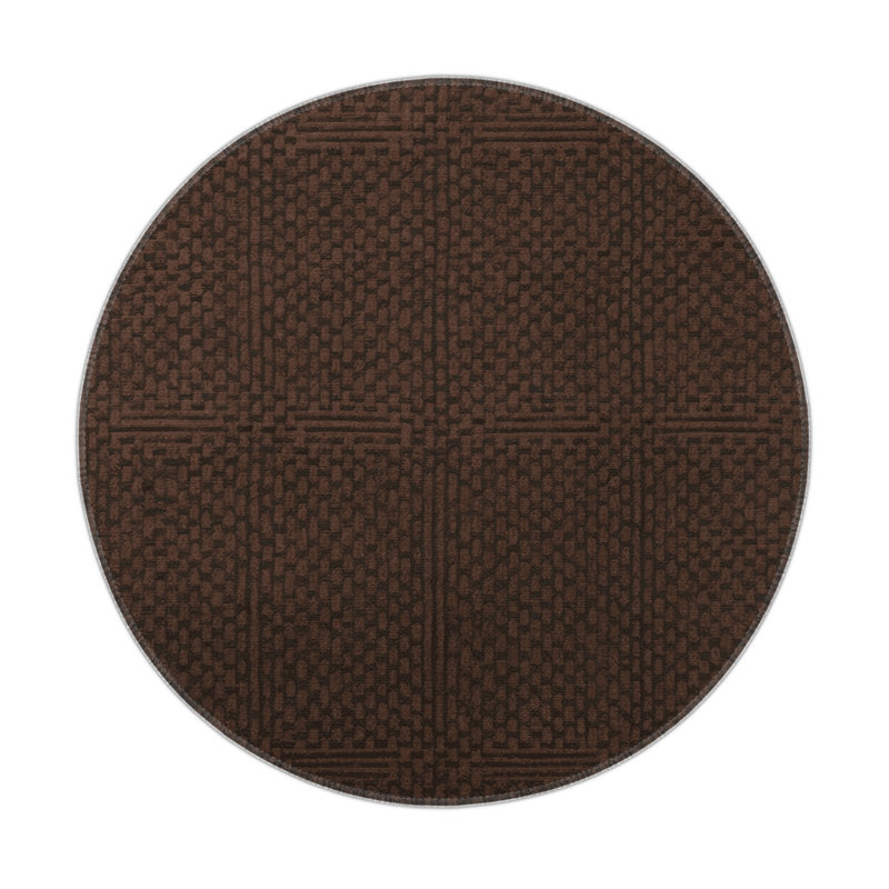 Tapis brun intérieur et extérieur Trellis, Rond 5 pi