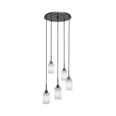 Staytonville 5 Light Cluster Pendalier Shown In Espresso Finish With 4" White Muslin Glass