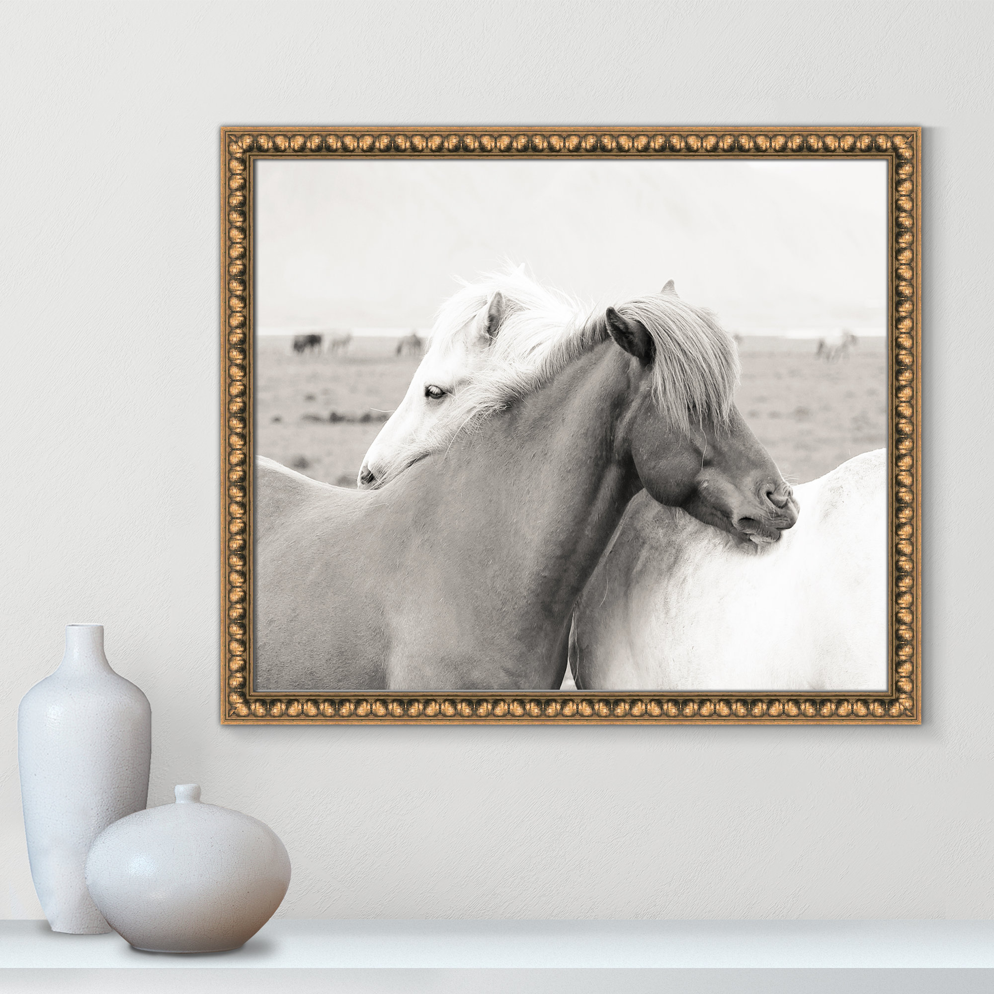Icelandic Meadow Horses by Danita Delimont - Picture Frame Photograph on Paper, Gold Bead Framed, 22.5" H x 26.5" W x 1.13" D