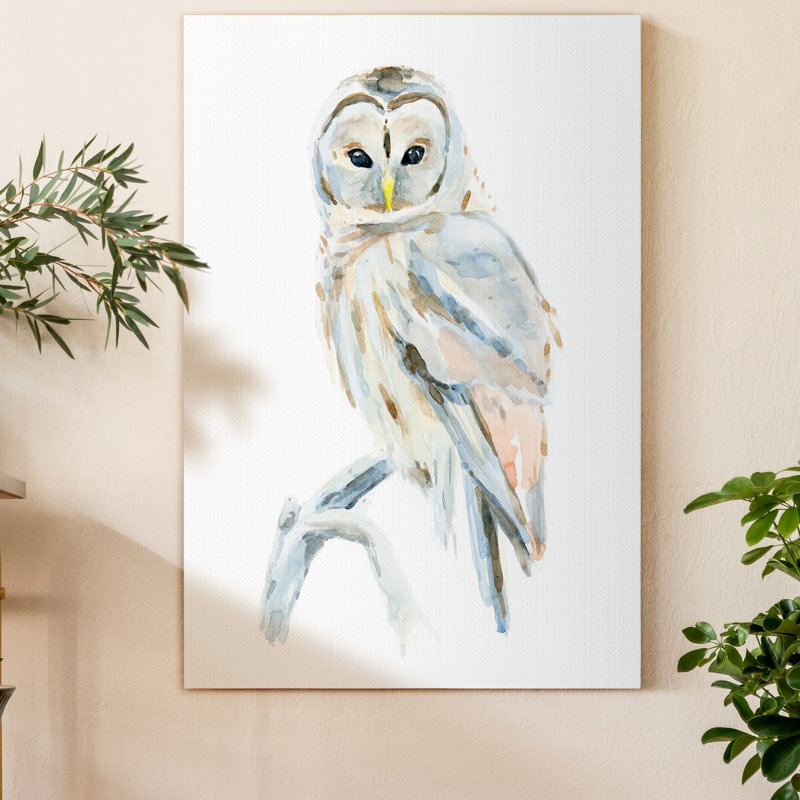 Chouette arctique II - impression sur toile tendue, H 48 po x l 32 po x P 1 po