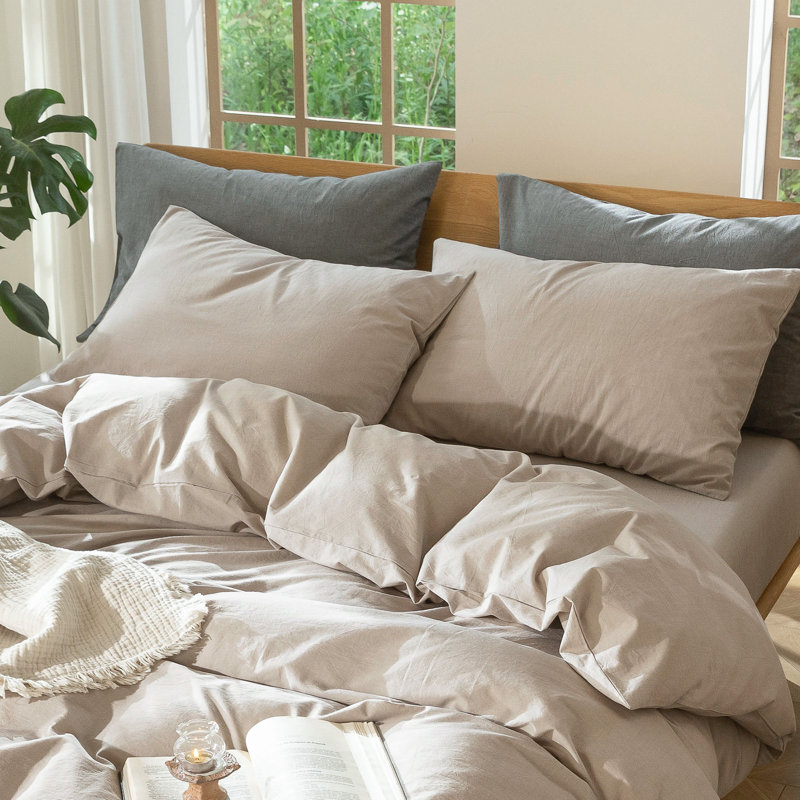 Fermeture de l'enveloppe des taies d'oreiller MooMee, Taupe, Grand (20 po x 30 po)