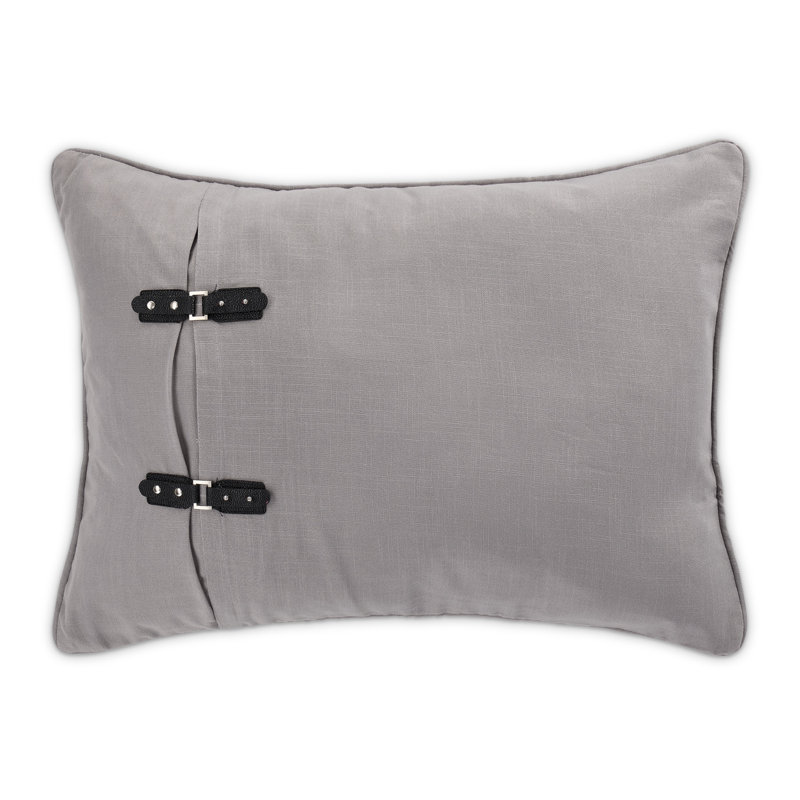 Fusion Duvet Set - Gray, Queen Duvet Cover + 4 Shams + 2 Throws Pillows