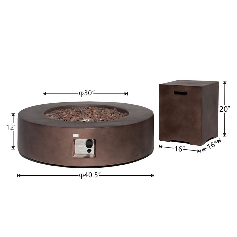 Table de foyer d'extérieur au propane Shade, Bronze foncé