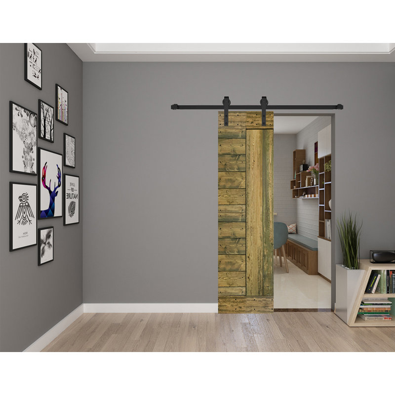 Aged Barrel Finished Solid Wood 84" Textured Barn Door Slab