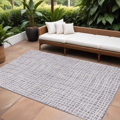 Tapis intérieur lavable rayé mauve et ivoire 8 pi x 10 pi lilas