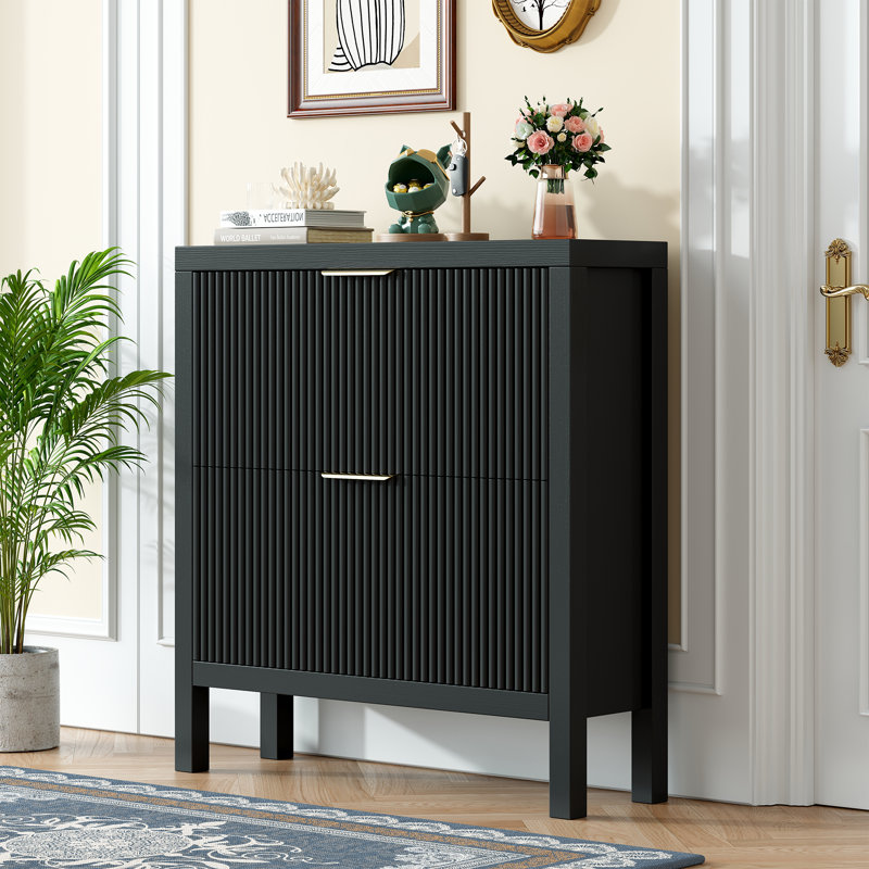 18 Pair Shoe Storage Cabinet, Black