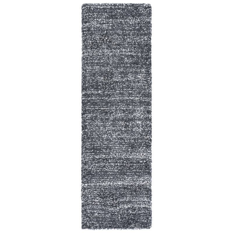 Tapis abstrait gris foncé / ivoire Arayia, Tapis de couloir 2 pi 3 po x 8 pi