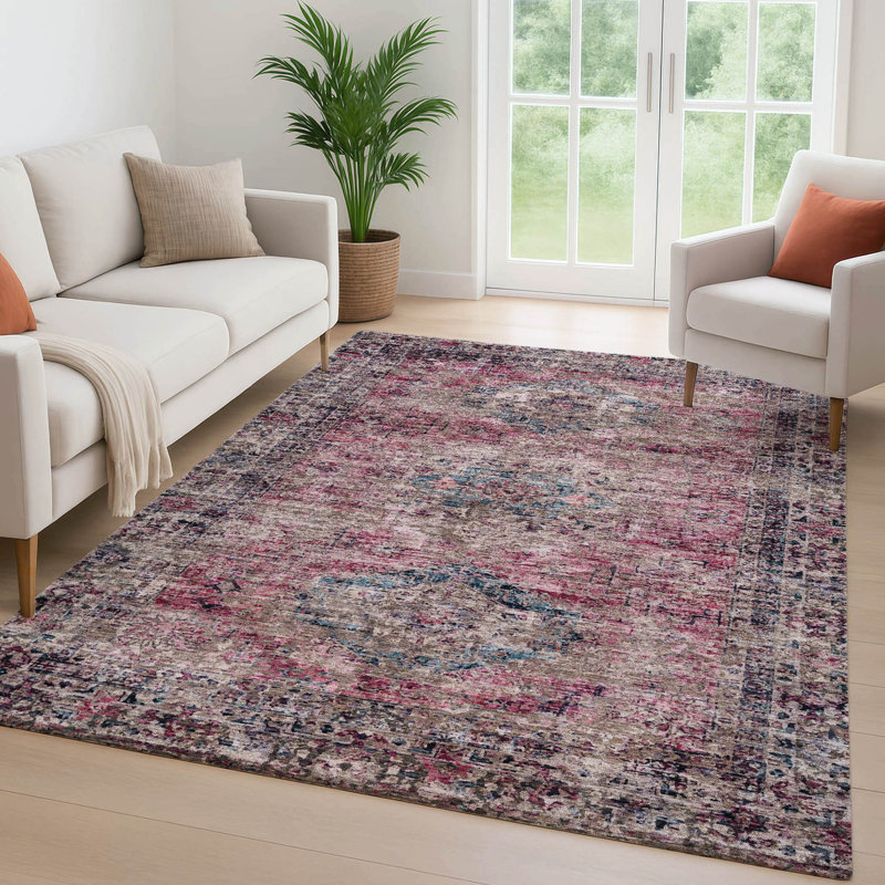 Tapis de qualité supérieure Mayfield Global, Rose, 2 pi 6 po x 3 pi 10 po