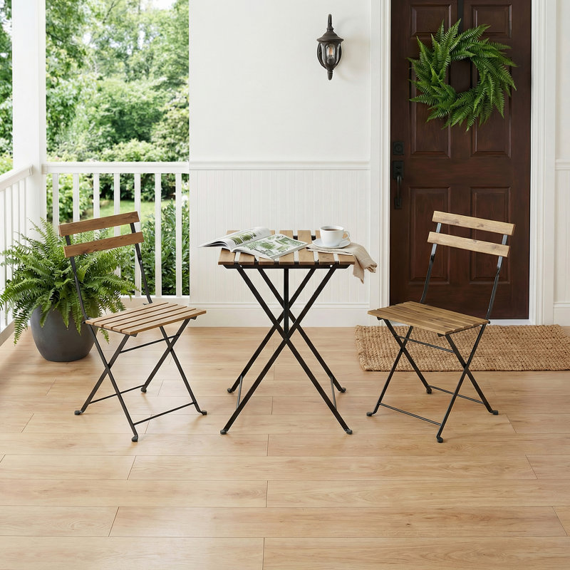 Ensemble bistro de patio 3 pièces, ensemble de table pliante d'extérieur et chaises pour 2, ensemble de mobilier de patio à cadre en métal pour balcon, cour et jardin