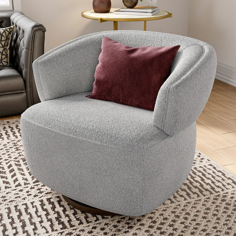 Fauteuil demi-tonneau, fauteuil de lecture rembourré, fauteuil d'appoint avec base à 360 degrés