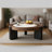 Modern Round Coffee Table Set With Walnut Veneer & Microcrystalline Stone Top – Nesting & Separable Design
