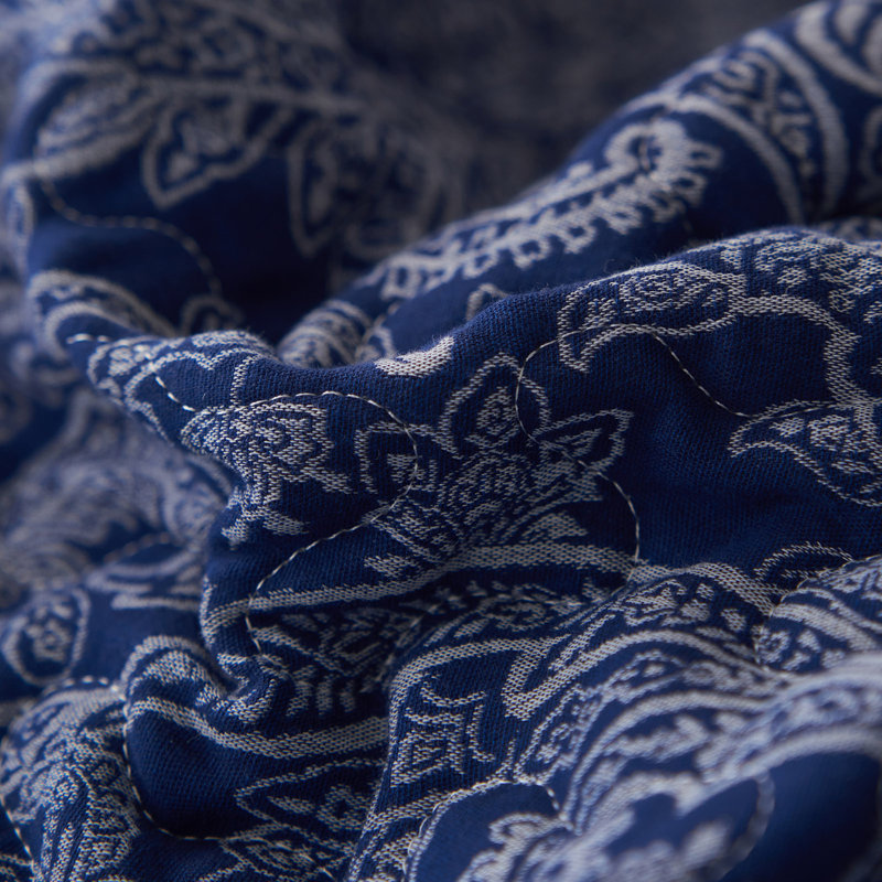 Vintage 3-Piece Cotton Double-Layer Paisley Quilt Set, King Quilt + 2 Standard Shams, Queen