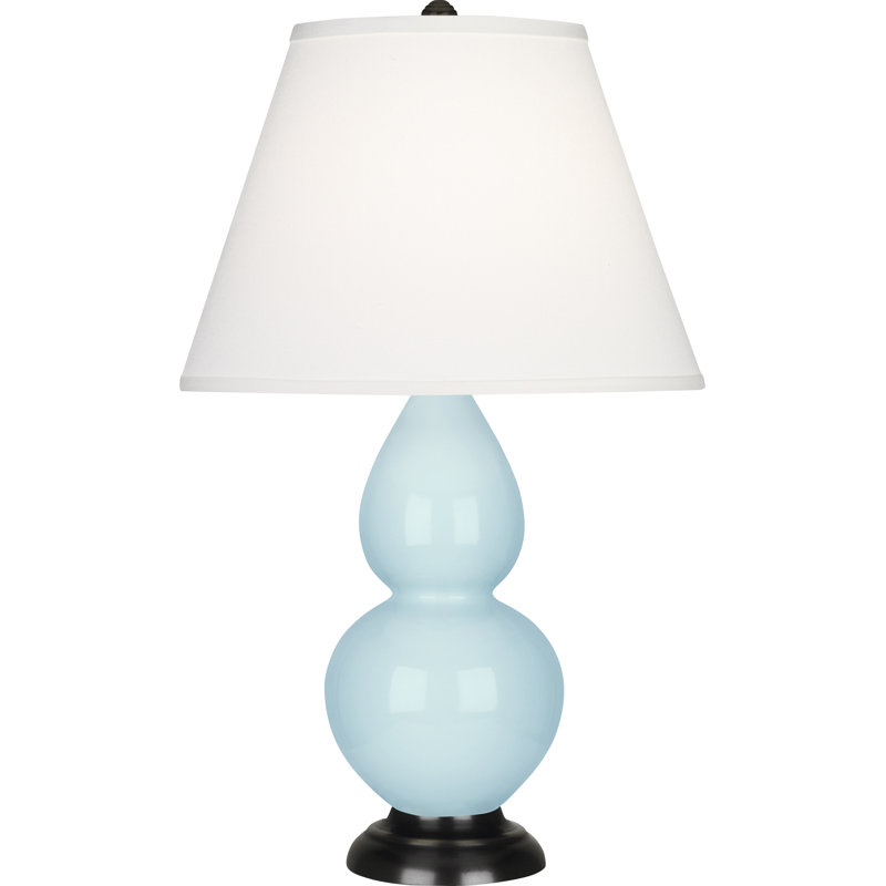 Gourd Table Lamp, Baby Blue and Bronze Base