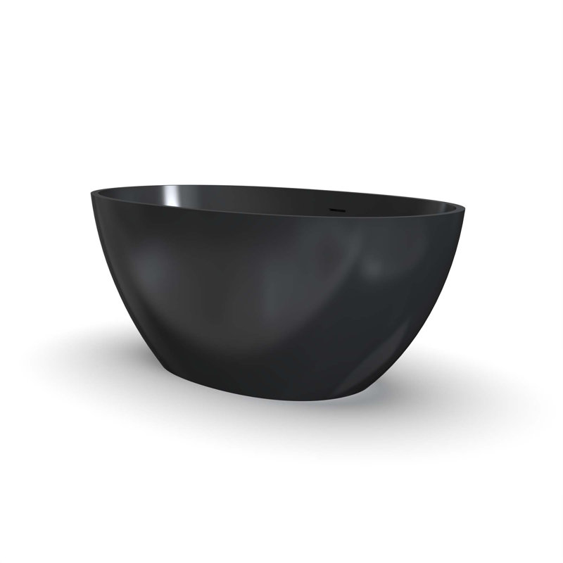 Baignoire de trempage autoportante à surface solide de 55 po pour salle de bain, Noir