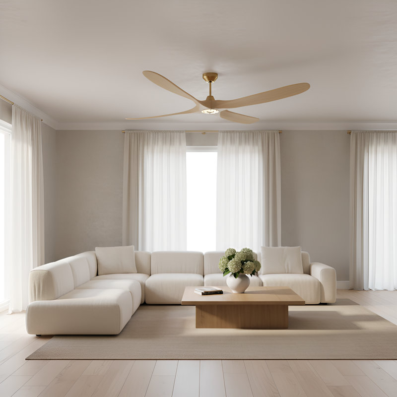 Visual Comfort Fan Maverick Smart 70 Indoor Ceiling Fan with Threaded Downrod, Dark Walnut blades and Handheld Remote