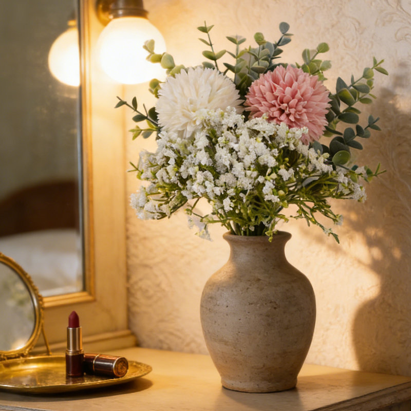 Bouquet de hortensias artificiels, bouquets de gypsophiles, bouquets de fleurs réalistes avec feuille d'eucalyptus pour le mariage, la Saint-Valentin, Pâques et la maison