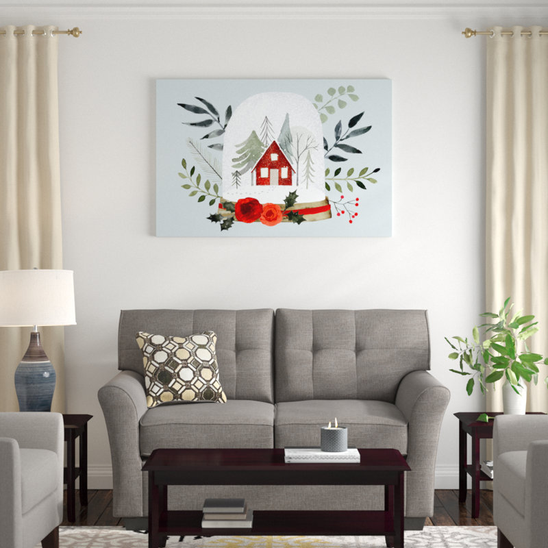 Snow Globe Village Collection A by Victoria Barnes - Graphic Art Print, 81cm H x 122cm W, Black Floater Frame