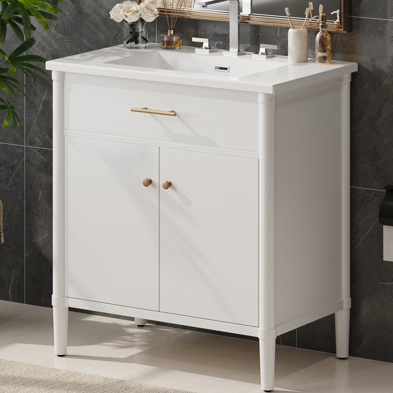 Meuble-lavabo simple 31 po avec lavabo en céramique de qualité supérieure, Blanc