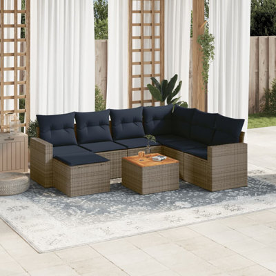 Ensemble de canapé de patio 8 pièces en rotin de polyester Vidaxl