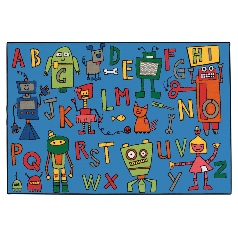 Tapis bleu touffeté KID $ Value Rugs ™, Rectangle 4 pi x 6 pi