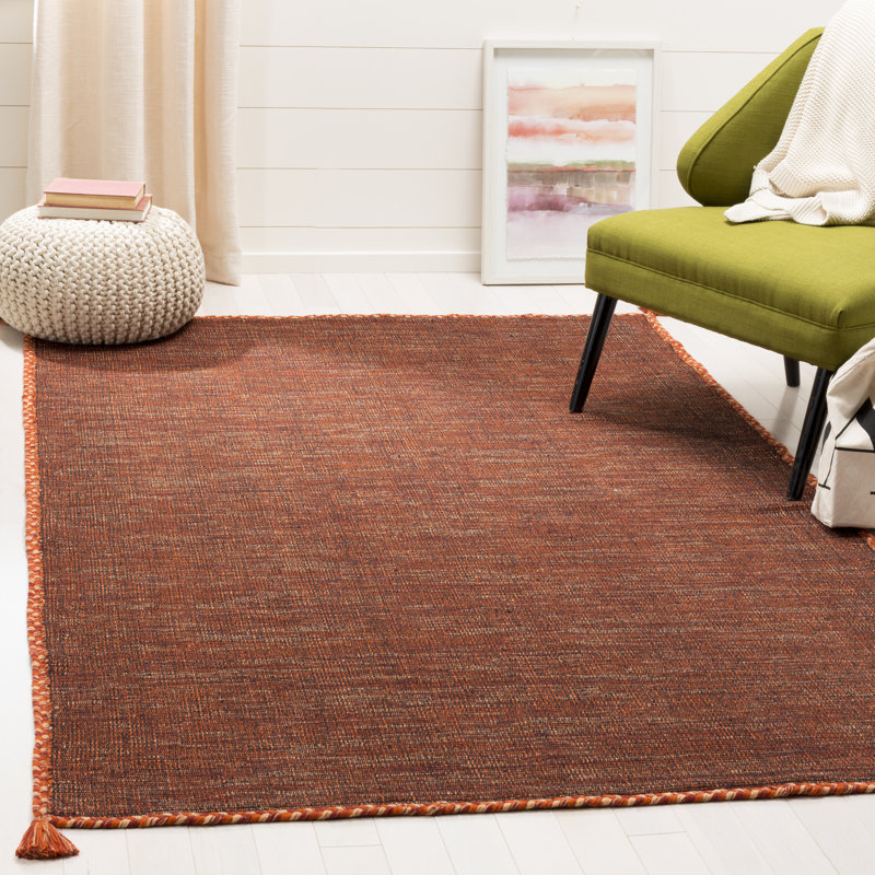 Amaral Hand Woven Cotton Solid Color Rug, Rectangle 5' x 8'