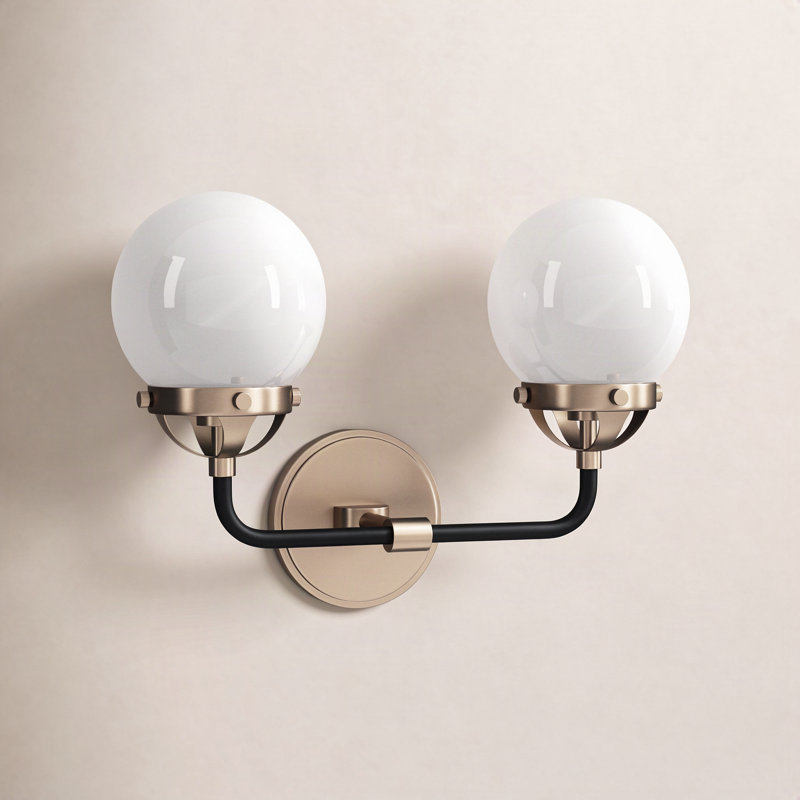 Newport 2-Light Steel Vanity Light, Satin Brass, No 