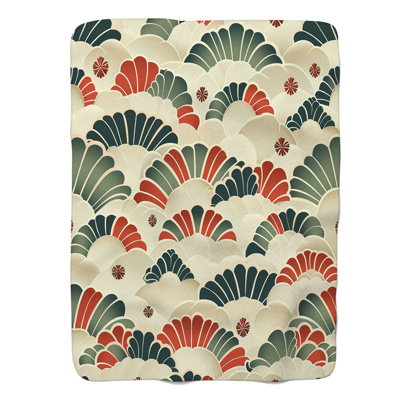 Elegant Japanese Patterns - 1 Piece Premium Sherpa Blanket
