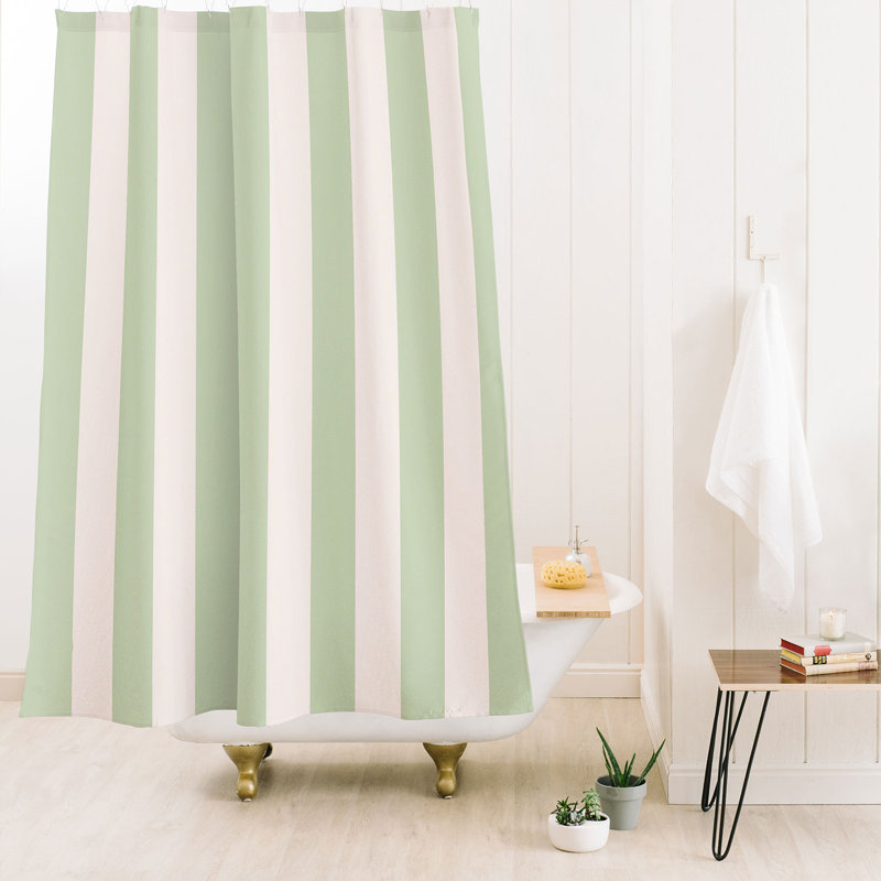 Rideau de douche Little Arrow Design Co, Crème / rayures vertes