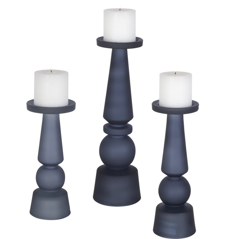 15'' H Glass Tabletop Candlestick with Candle Included