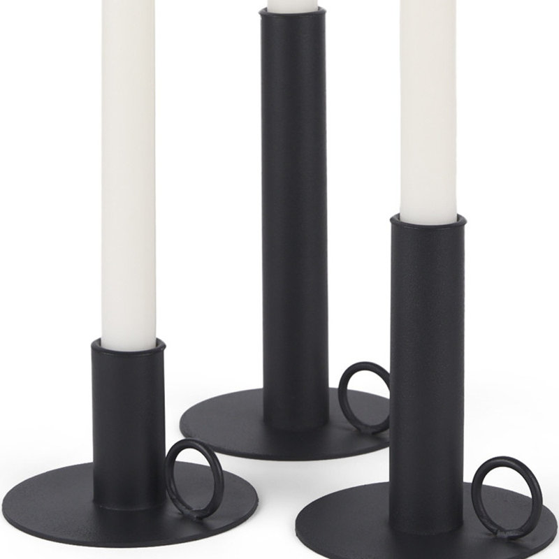 Ensemble de trois chandelles de table géométriques noires en métal