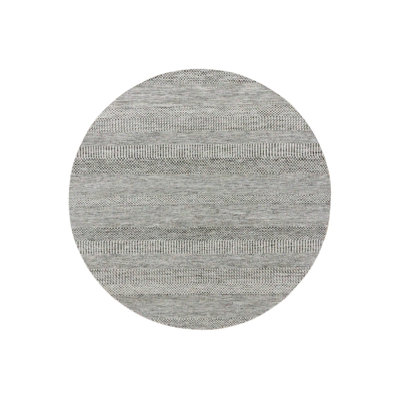 Tapis oriental rond gris en laine noué à la main 6 pi 1 po x 6 pi 0 po