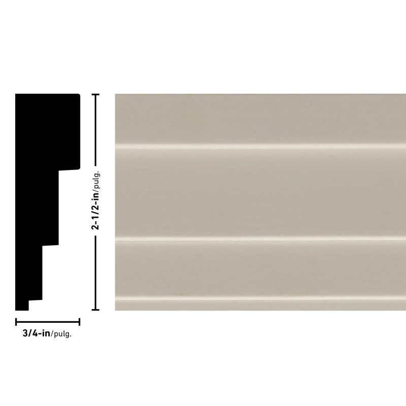 96'' White Primed Wood Chair Rail Moulding