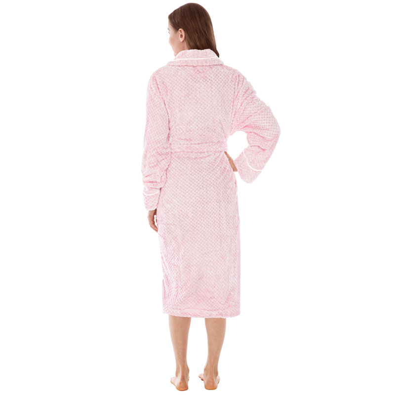 Peignoir mi-mollet 100% molleton avec poches Beerman, Rose, S