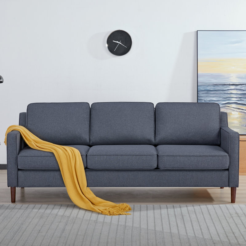 Keven 81'' Square Arms CAL117 Compliant Sofa, Gray Polyester