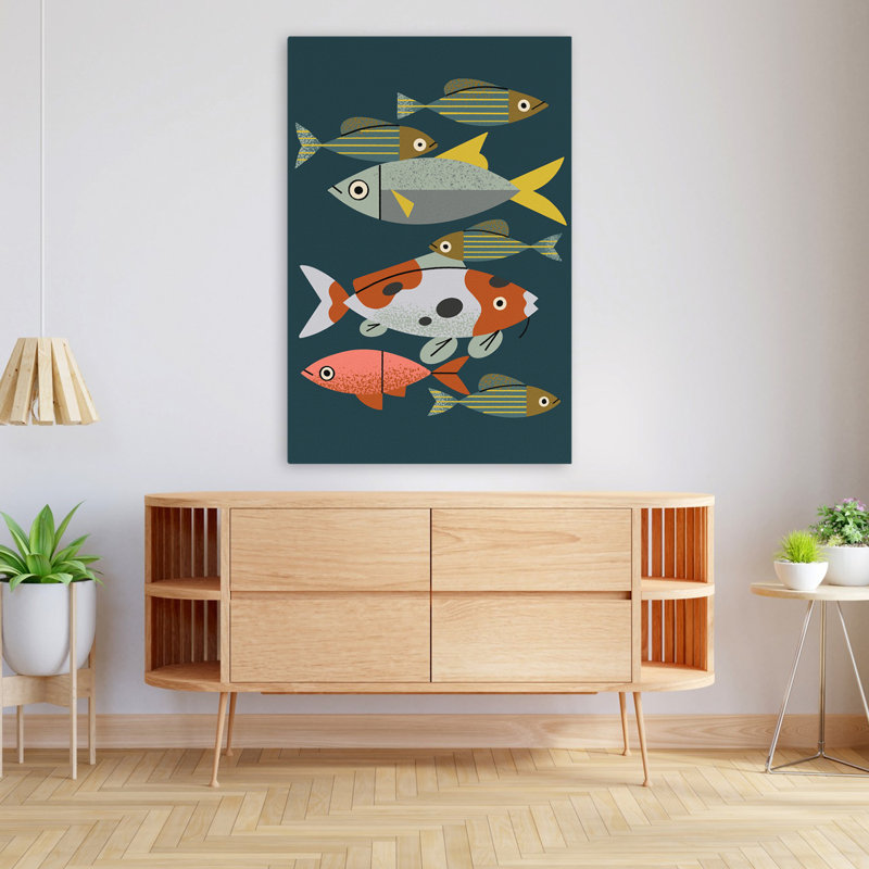 Pond Fishes - Animals Wildlife Fish Patterns Art, 48" H x 32" W
