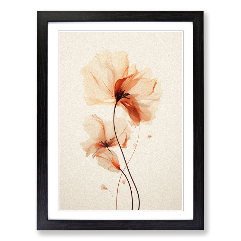 Floral Minimalism - Framed Print, Black Framed, 64cm H x 46cm W