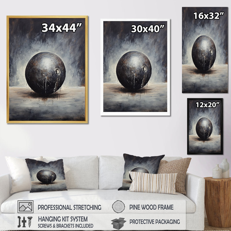 «Bowling Slate Strike» sur toile, Cadre simple noir, H 40 po x l 30 po x P 1,5 po
