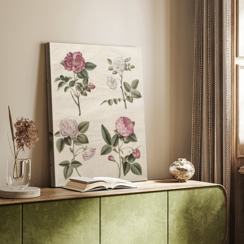 Motif floral rétro CCxxi - galerie Cavas, H 12 po x l 8 po