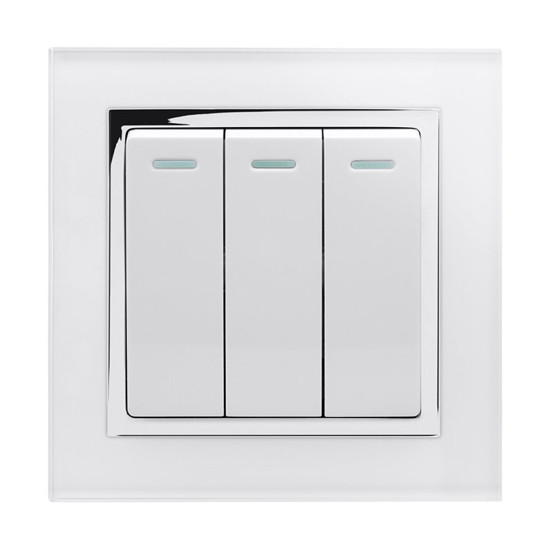 Crystal CT 3 Gang Rocker Light Switch White, White, 3.8cm H x 8.8cm W x 8.6cm D