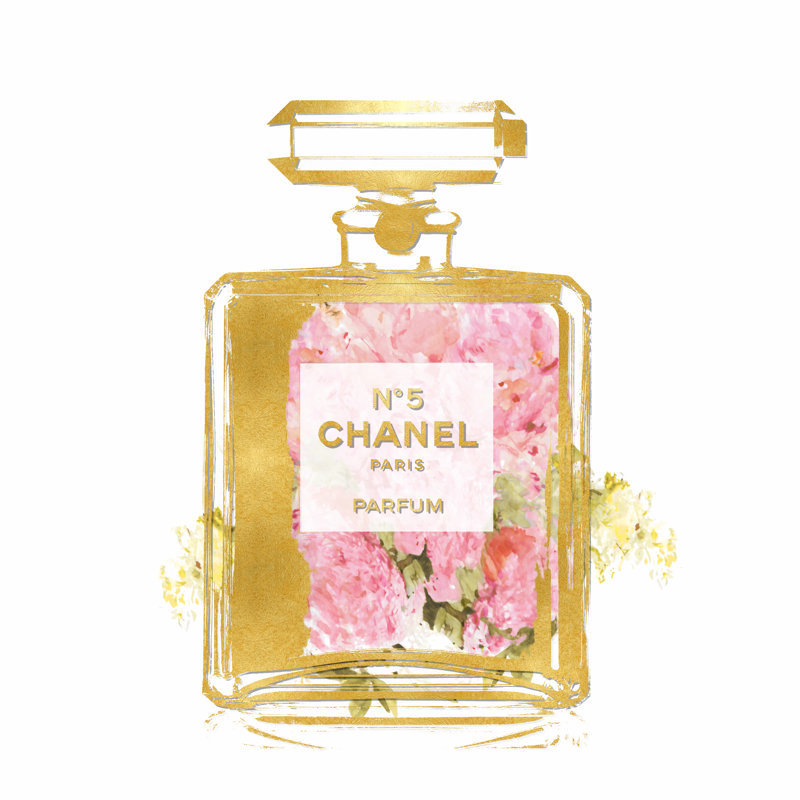 Perfume With Pink Flowers by Madeline Blake - Wrapped Canvas Print, 30cm H x 30cm W