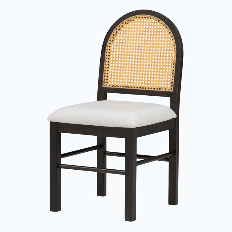 Ensemble de 4 chaises de salle à manger rembourrées avec dossier en rotin, Espresso