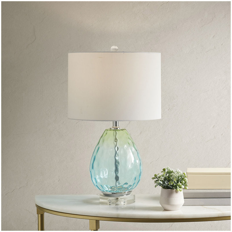 Lampe de table en verre Ombre, Bleu