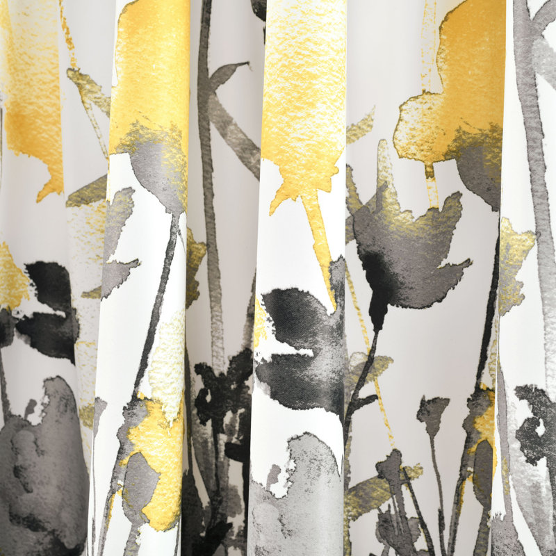 Zuri Room Darkening Curtain Pair, Yellow/Gray, 52" W x 63" L