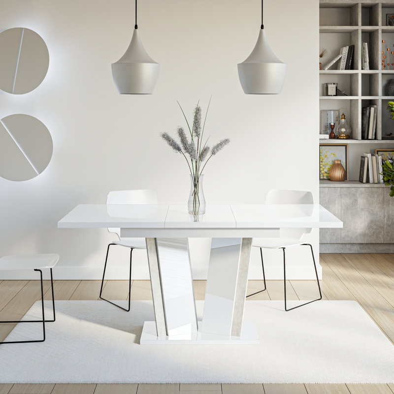 Extentable Dining Table Doha, White Gloss Stone