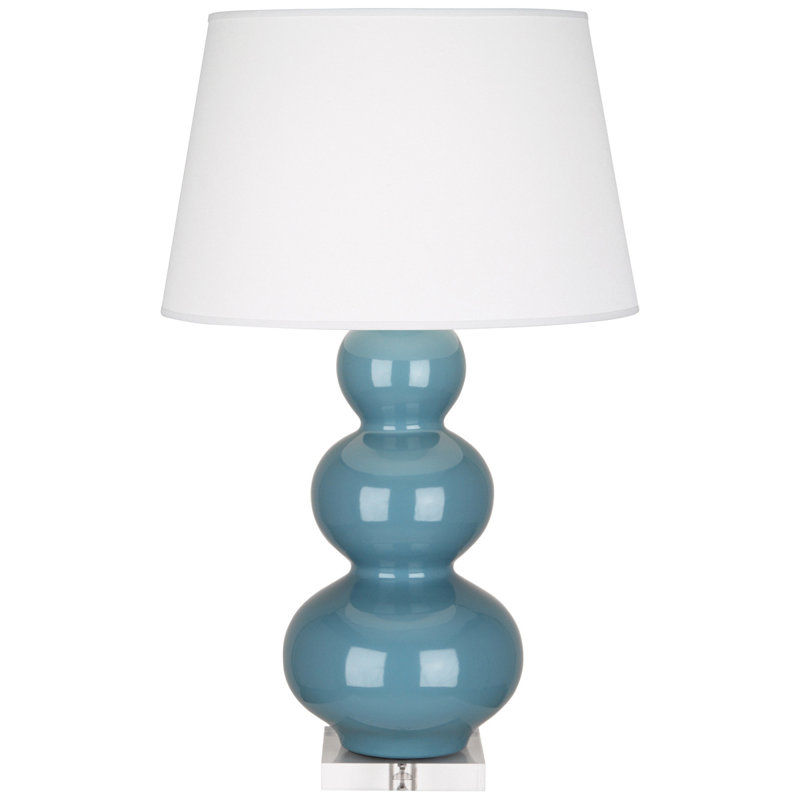 Triple Gourd Ceramic Table Lamp, Steel Blue