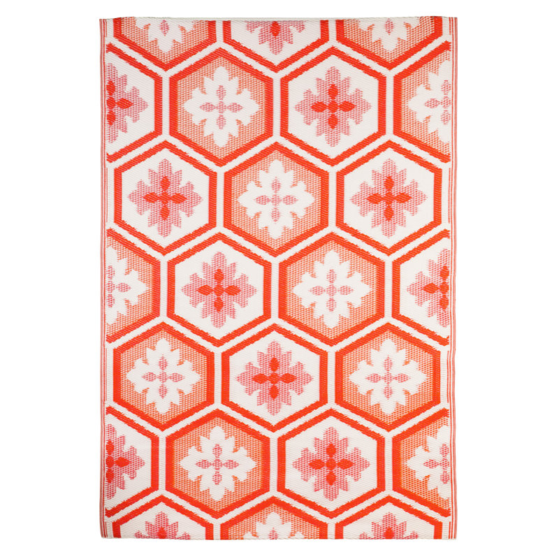Tapis intérieur/extérieur saumon à tissage plat