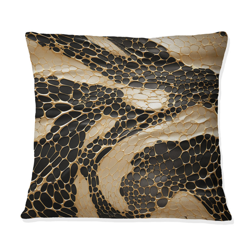 Coussin décoratif Gilded Opulence In Black & Gold I - Marble Polyester, H 18 po x l 18 po