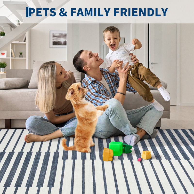 Modern Design Area Rug -Washable, Non-Slip - Ideal for Living Room, Bedroom, Office