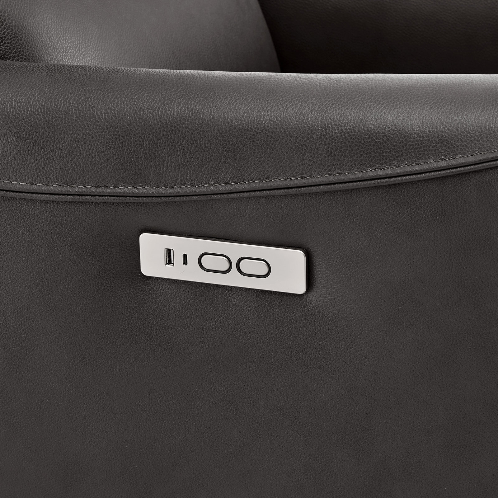 Santo 33" Genuine Leather Swivel Power Recliner, Impression Dark