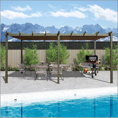11 X 20 FT Outdoor Living Outdoor Retractable Pergola with Weather-Resistant Canopy Aluminum Garden Pergola Patio Grill Gazebo for Courtyard